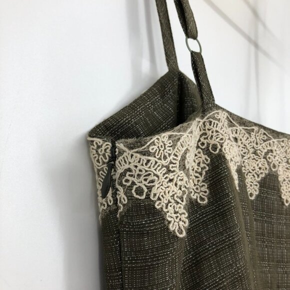 Anthropologie Moulinette Soeurs Olive Green Crochet embroidered rainwashed dress - Picture 11 of 16